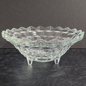 Vintage Indiana Glass Whitehall Cubist Design 3 Footed 10" Serving Bowl